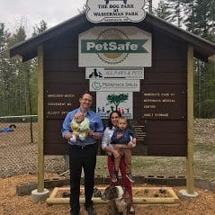 A picture of Dr. Morris and Family at the Merrimack Dog Park